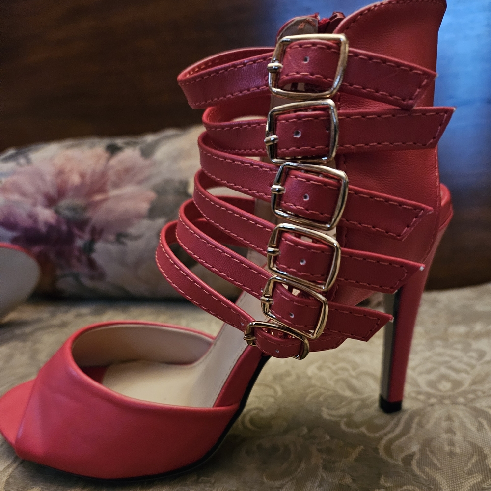 Strappy Red Heeled Sandals